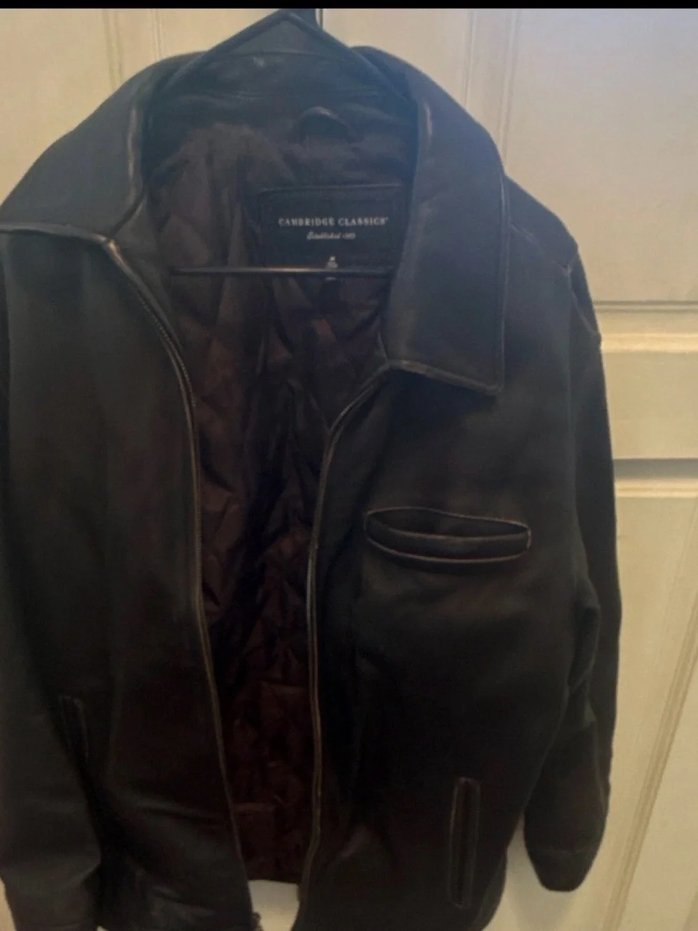 Cambridge Classics Men's Black Leather Bomber Jacket